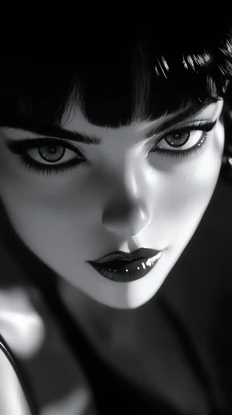 Anime woman portrait in a noir inspired nightclub scene