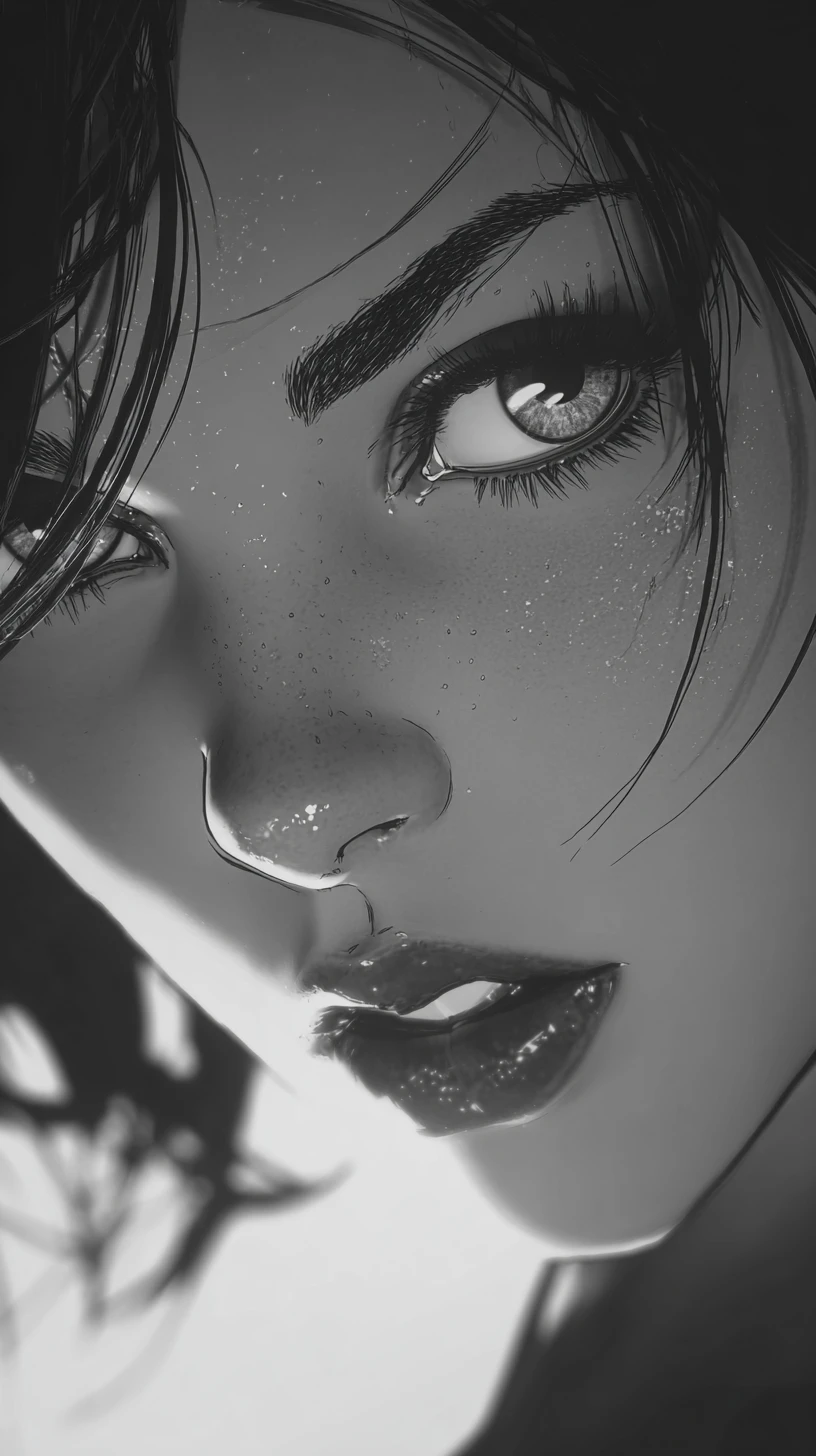 Anime noir woman in a glamorous nightclub portrait