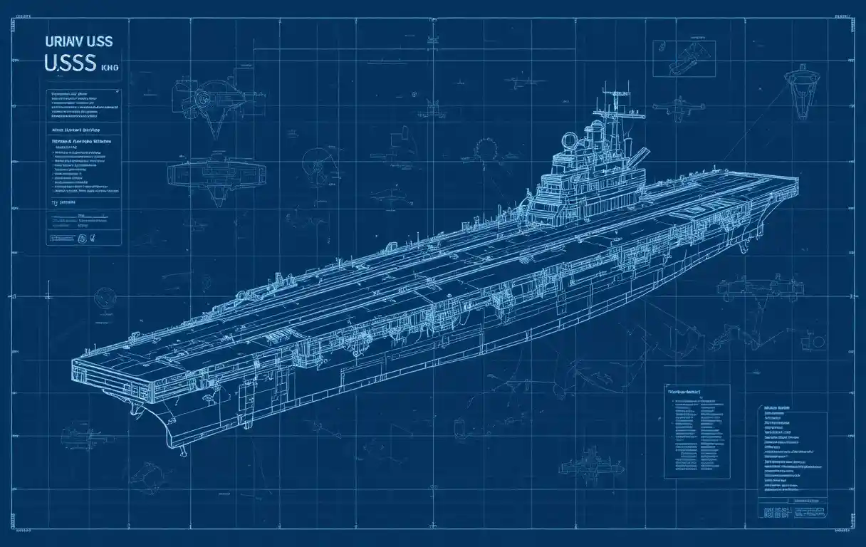 Blueprint illustration of the USS Enterprise aircraft carrier