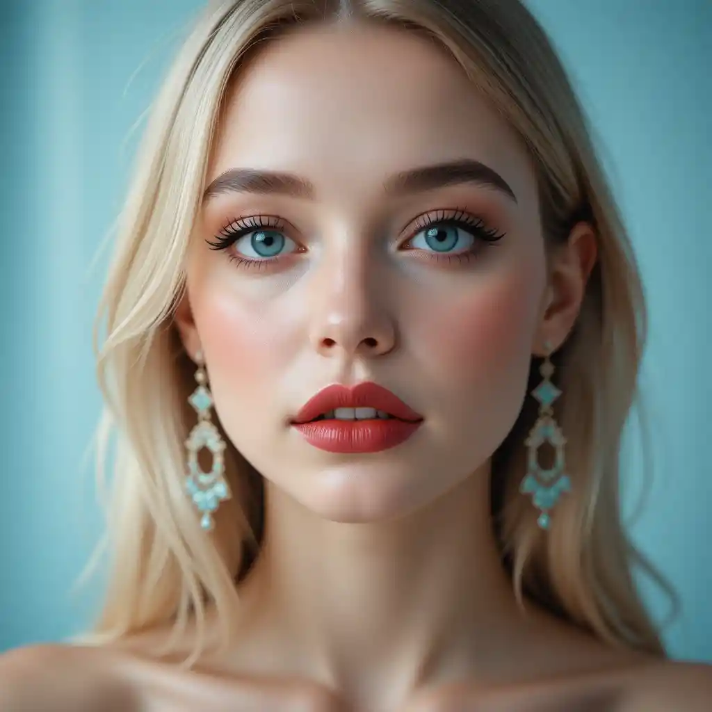 Romantic close up portrait of a blonde young woman