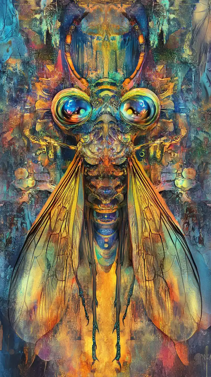 Psychedelic Firefly Creature In Vivid Abstract Colors