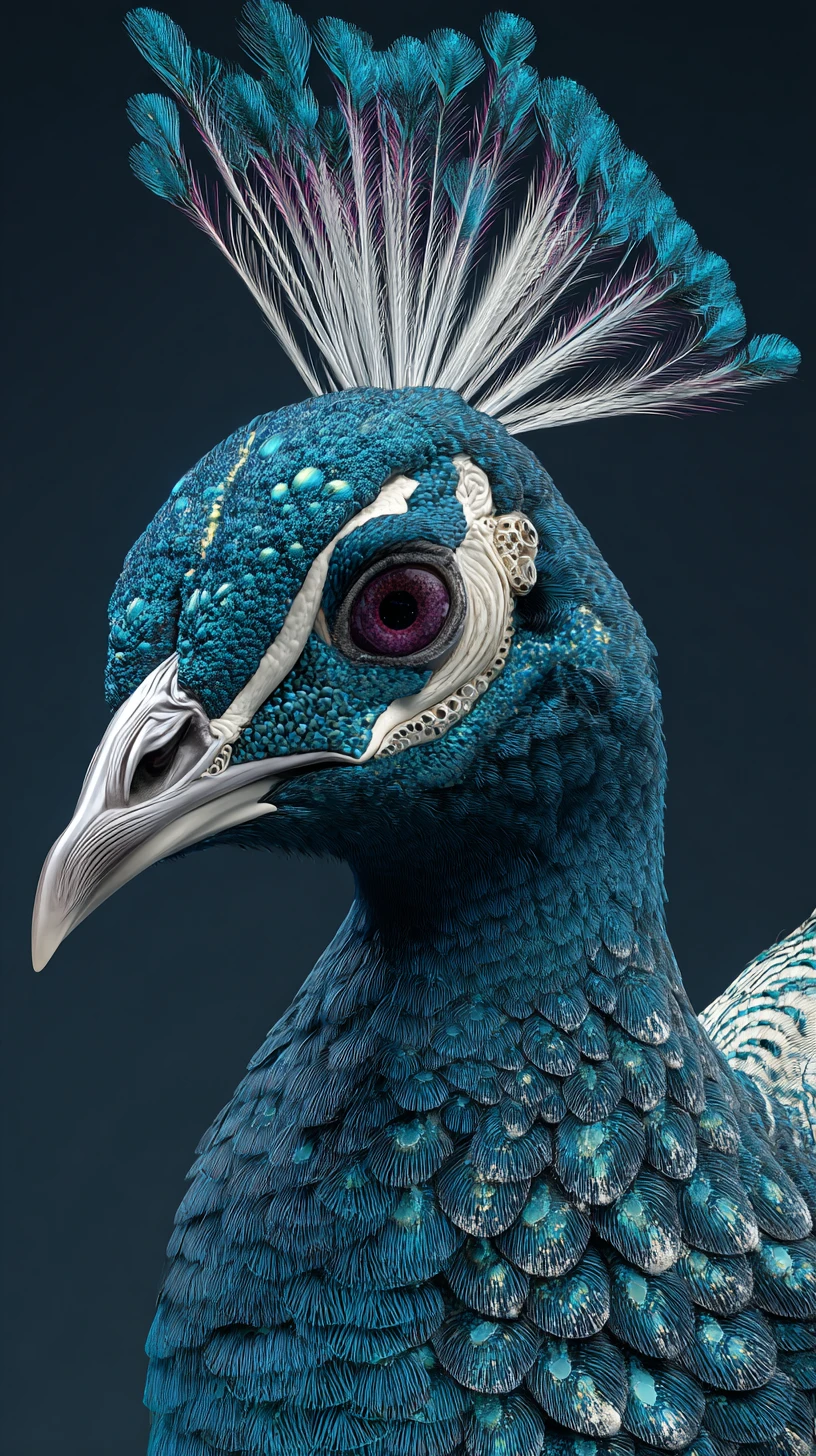 Majestuoso perfil de pavo real en estilo de fantasía 3D con joyas