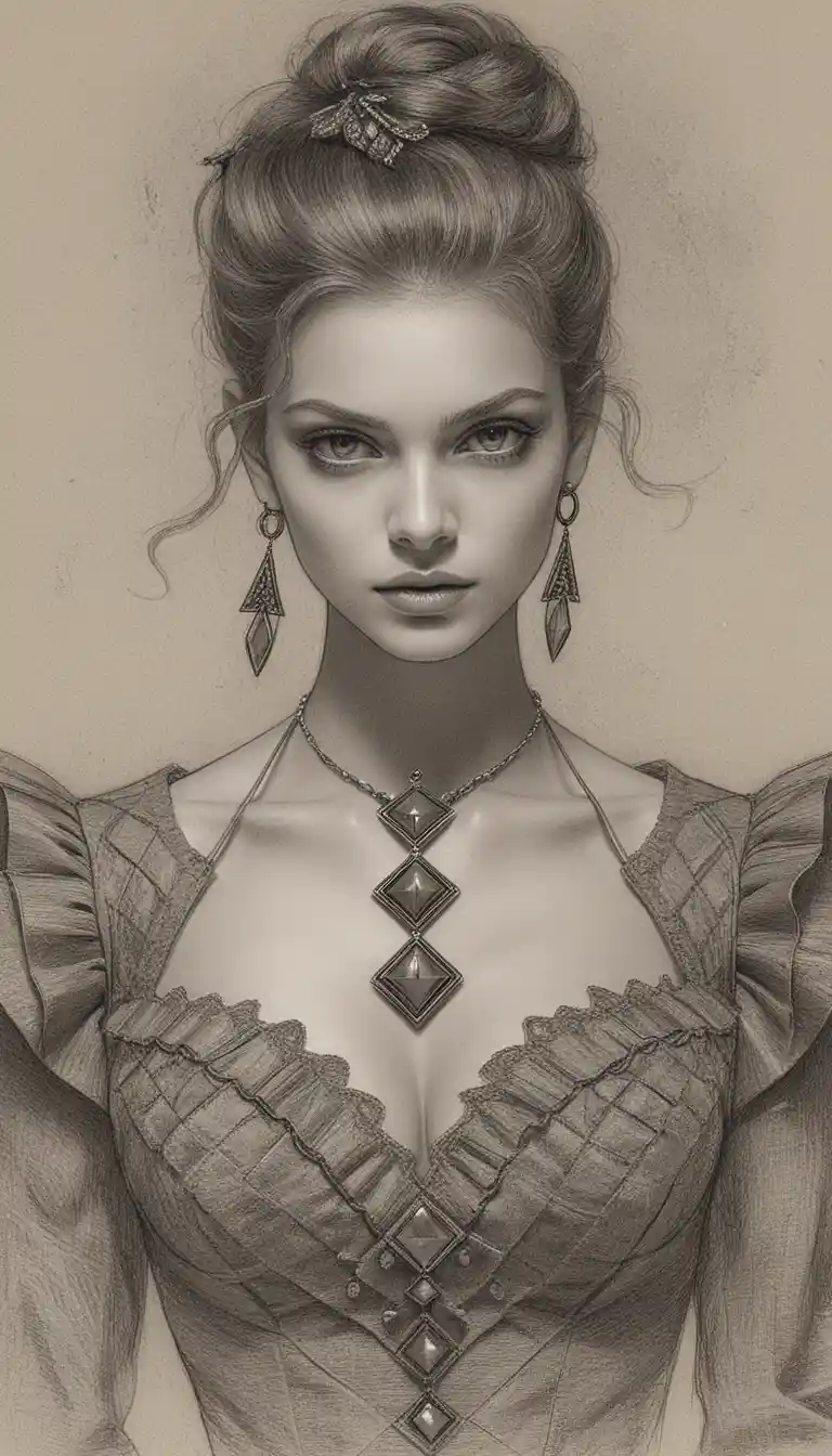 Elegante mujer aristocrática en retrato de fantasía victoriana oscura