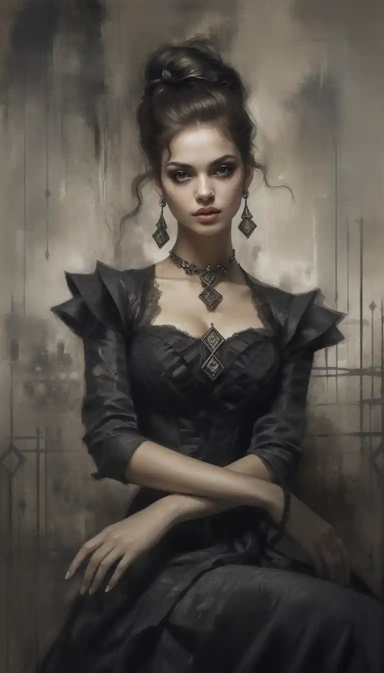 Retrato monocromático de fantasía de una mujer aristocrática
