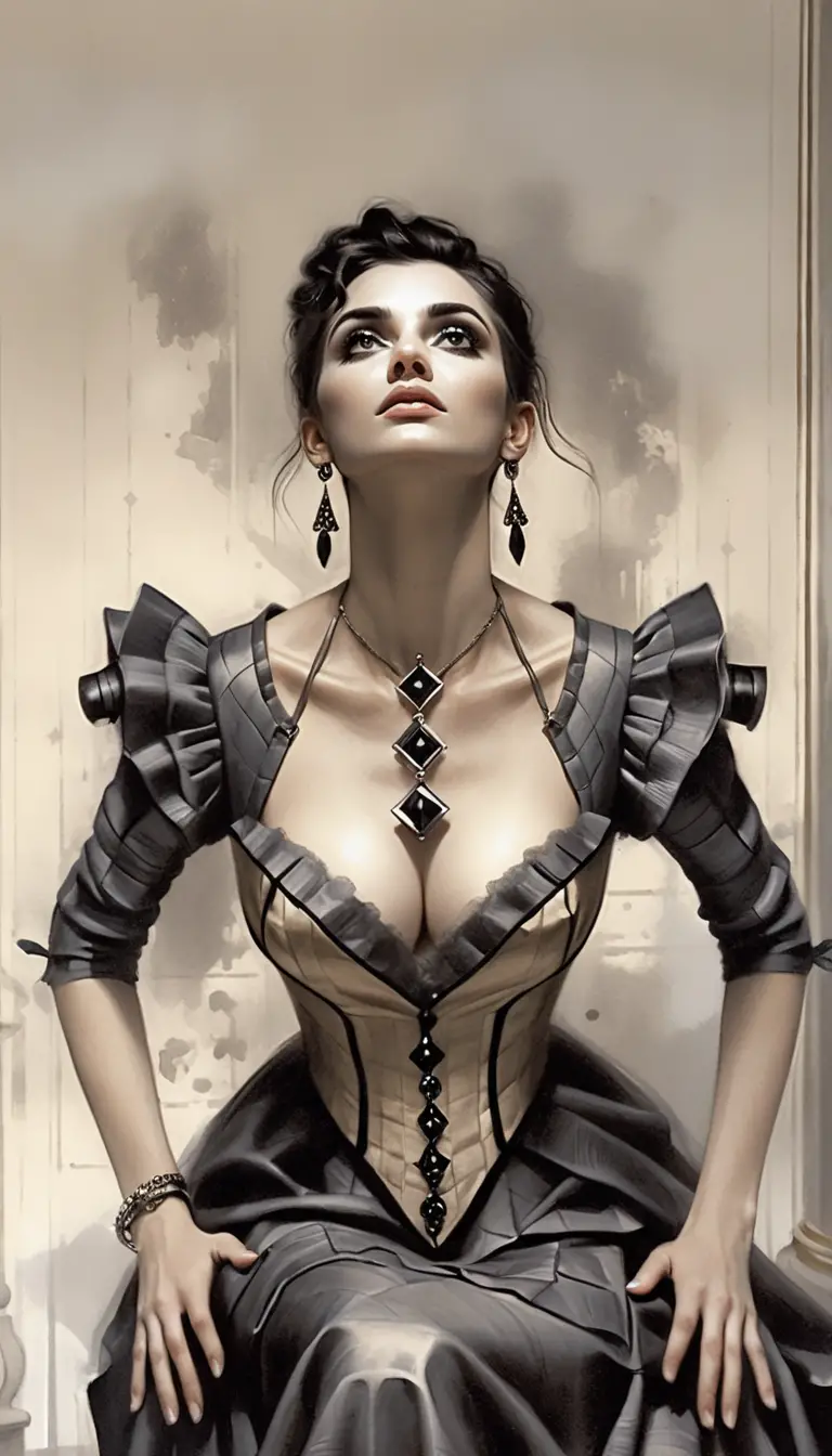 Elegante mujer aristocrática en retrato de fantasía monocromático
