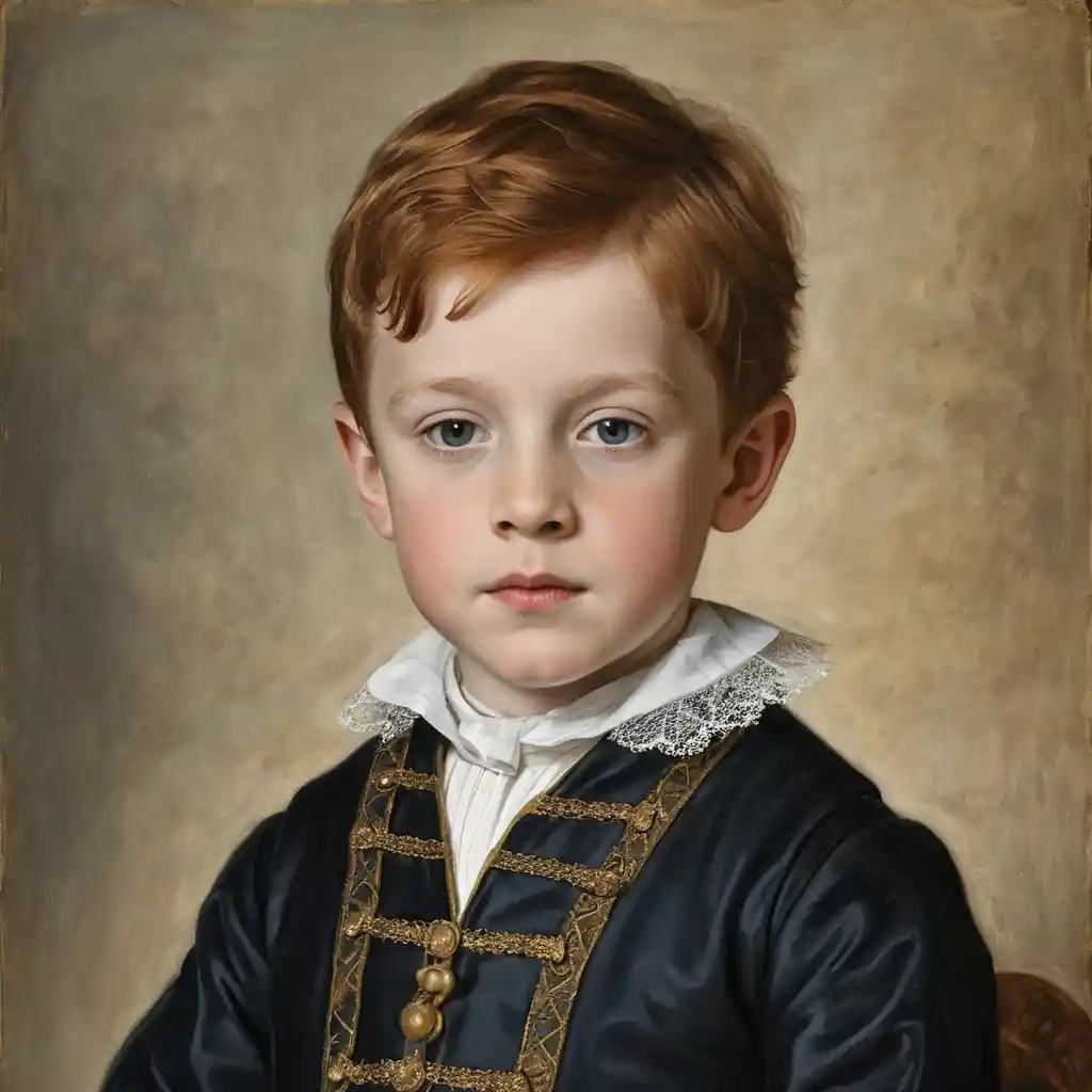 Ritratto di un giovane ragazzo scozzese in stile pittura rinascimentale