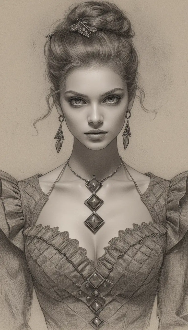 Elegante mujer aristocrática en retrato de fantasía victoriana oscura
