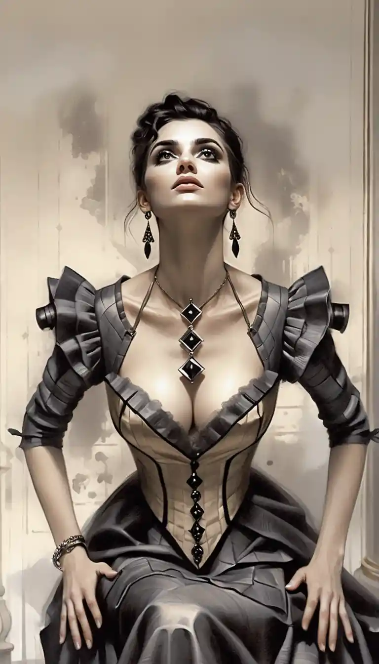 Elegante mujer aristocrática en retrato de fantasía monocromático