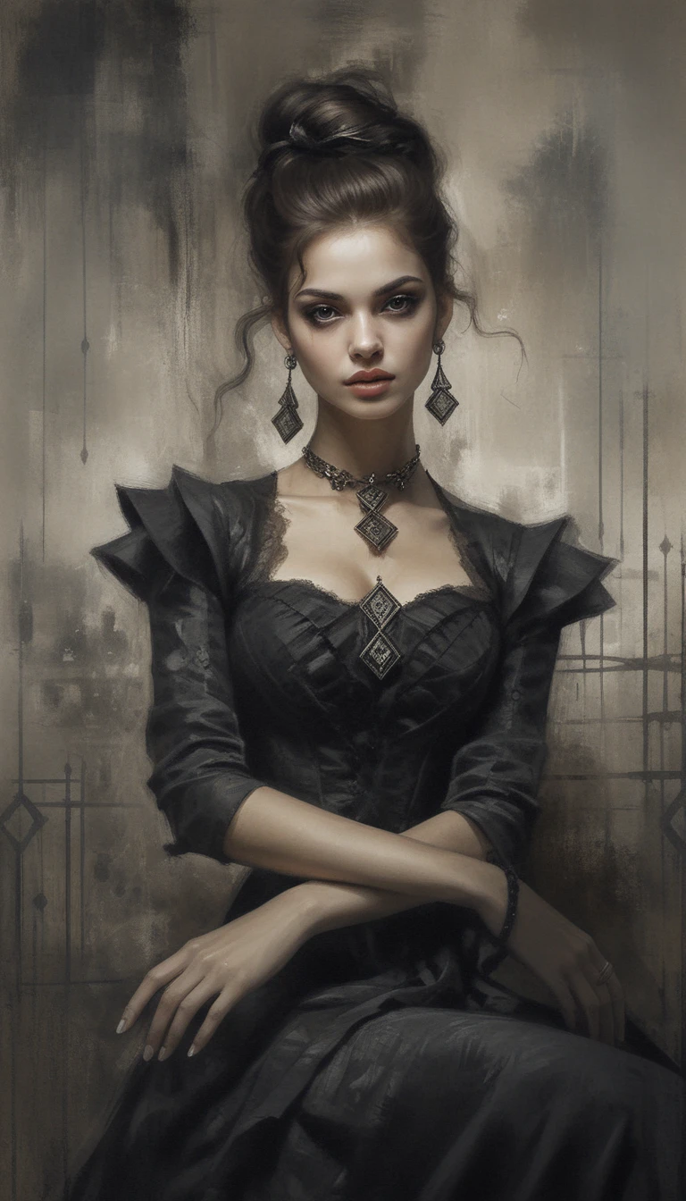 Retrato monocromático de fantasía de una mujer aristocrática