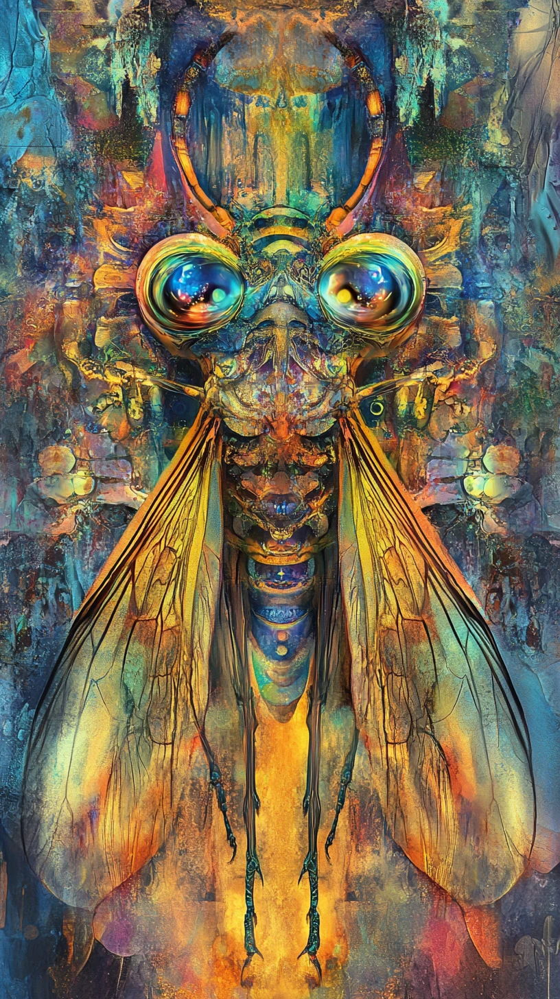 Psychedelic Firefly Creature In Vivid Abstract Colors