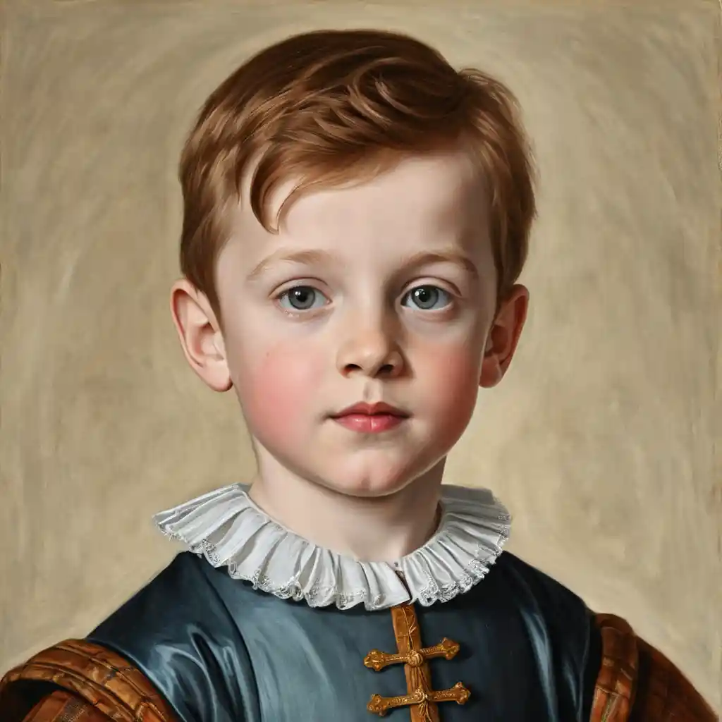Young Scottish boy portrayed in renaissance style painting