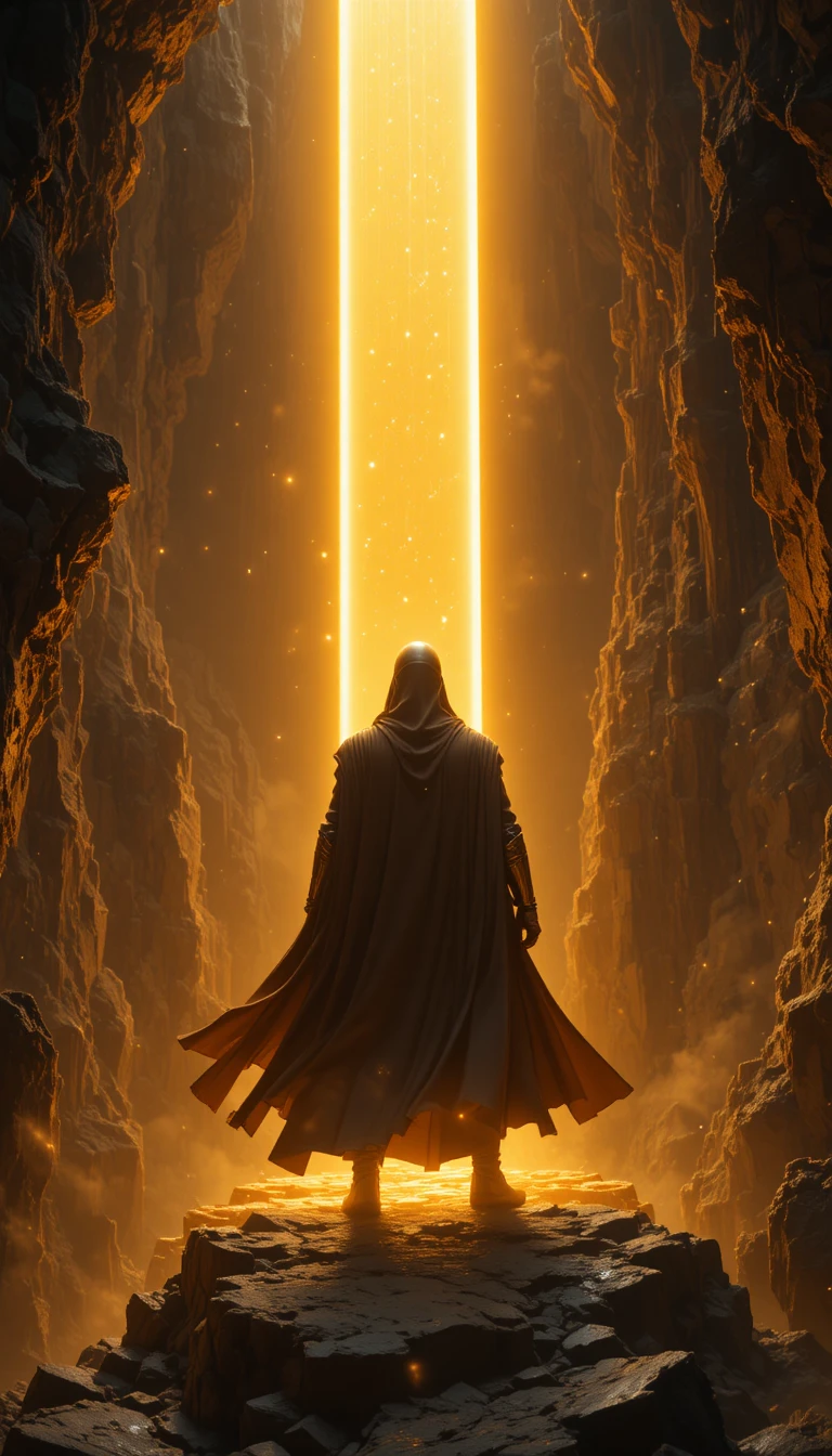 Sci-Fi-Ritter erschafft eine leuchtende Brücke aus Licht
