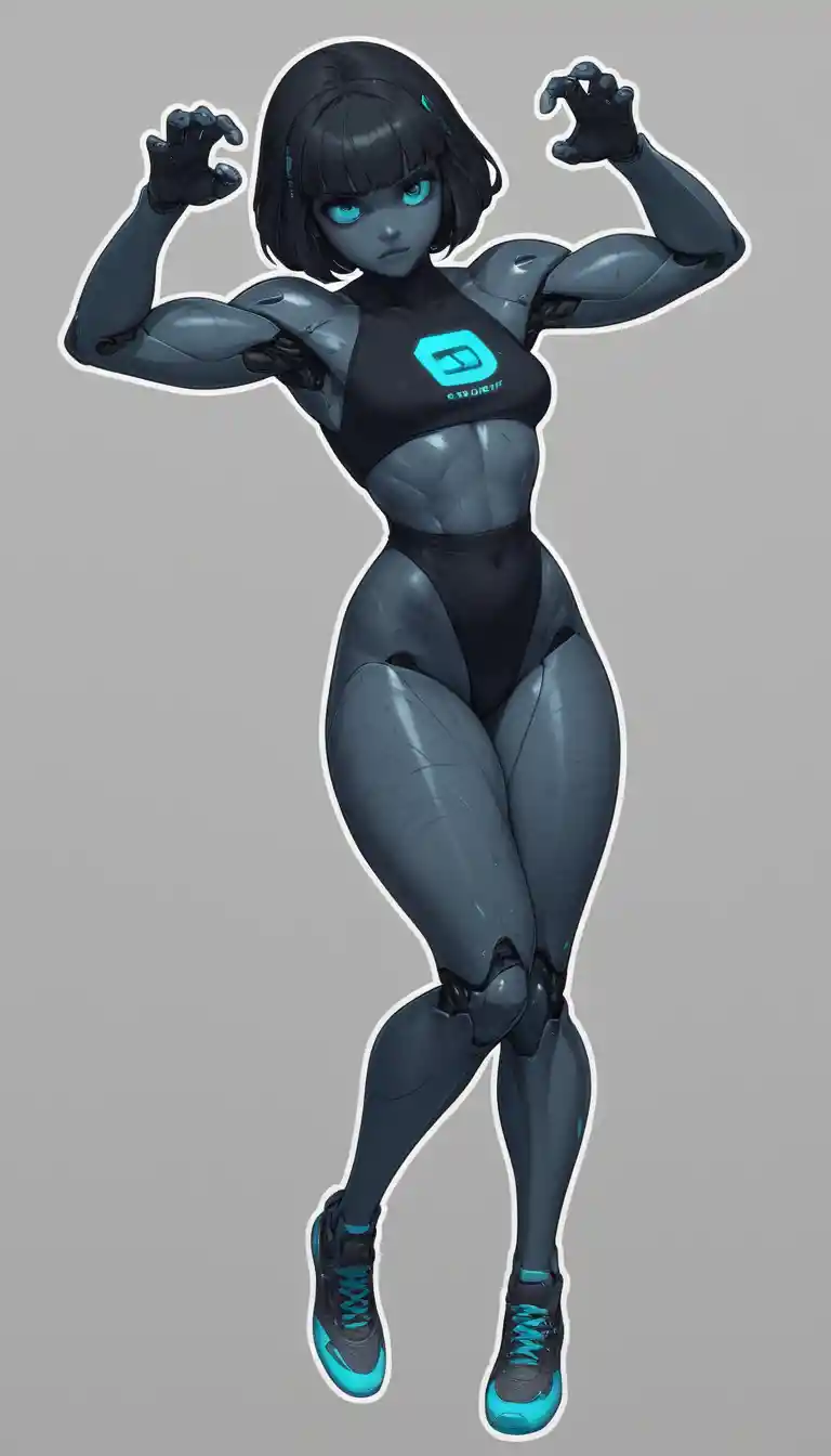 Full body woman in split pose with visible body marks