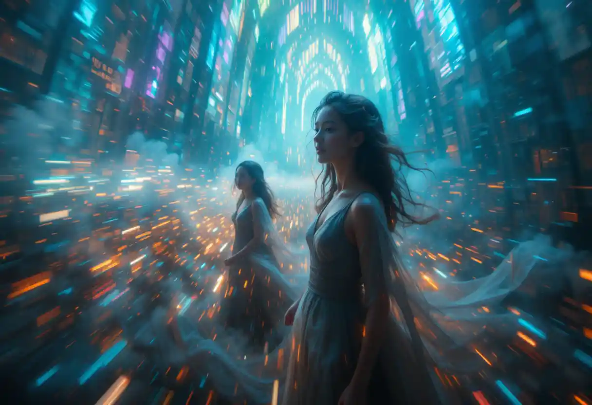 Dreamlike Iridescent Colors In A Surreal Gothic Landscape