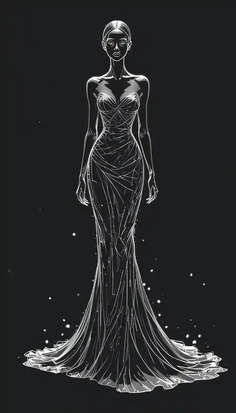 Elegant woman in strapless gown fashion illustration