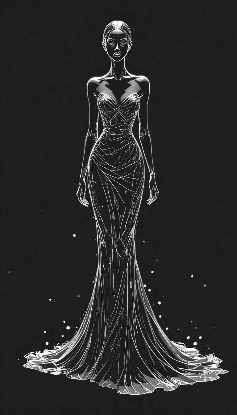 Elegant woman in strapless gown fashion illustration
