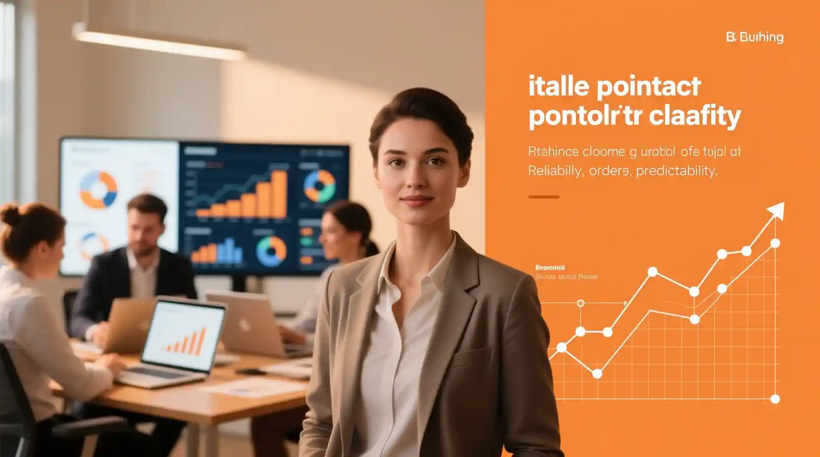 Confident business professional on modern orange slide