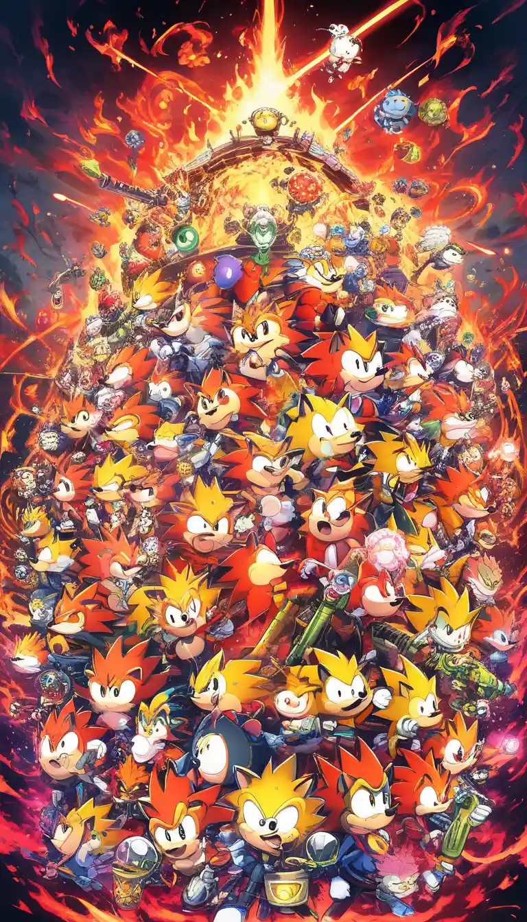 Mischievous Hedgehog Firing A Bazooka Amid Roaring Flames
