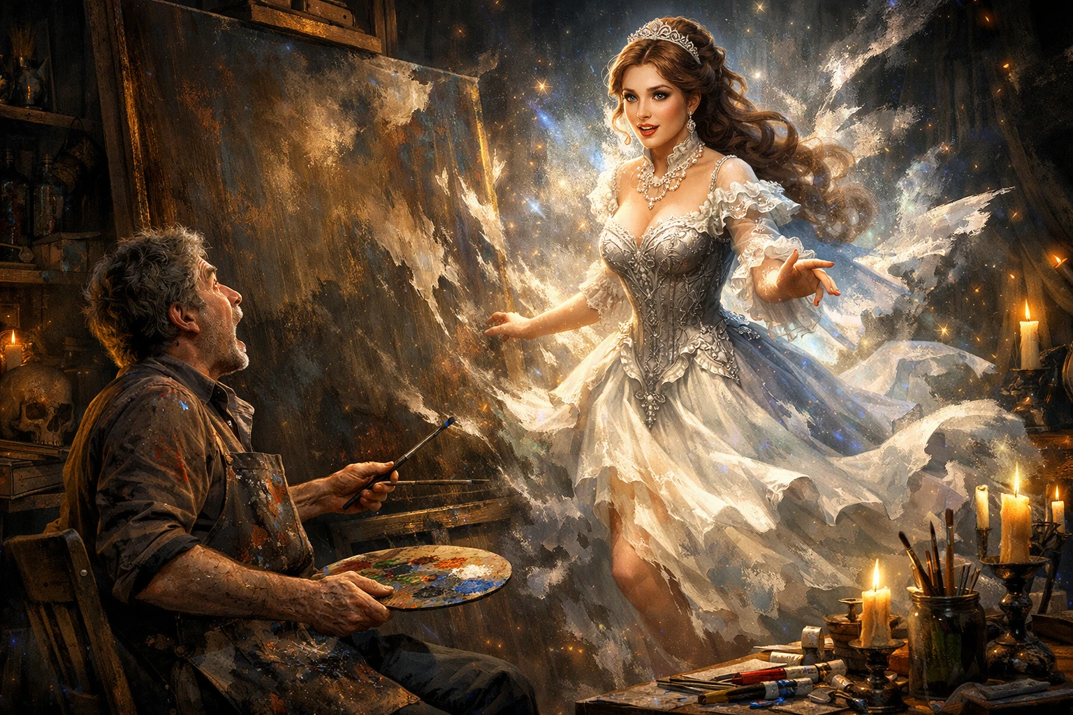 Artista se sobresalta cuando una dama victoriana sale de su pintura