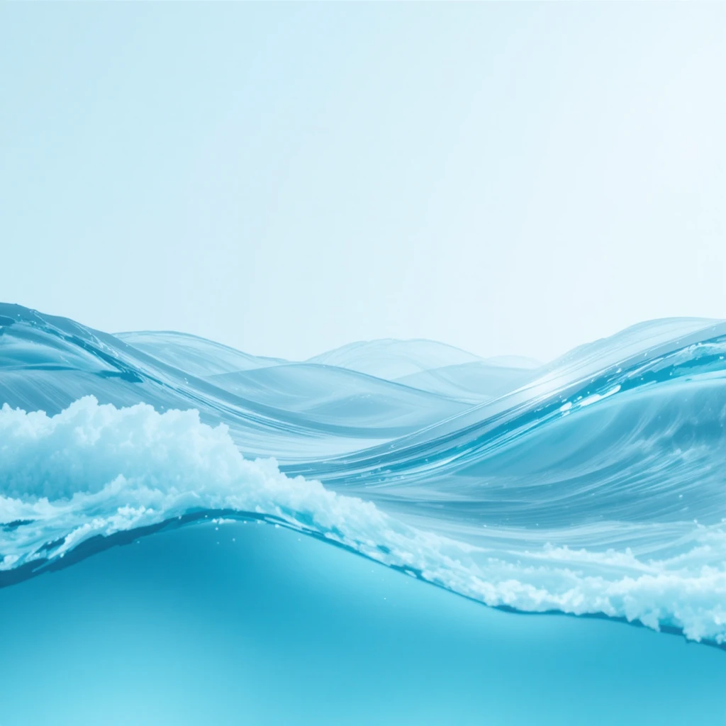Ondas de água abstratas suaves em degradê azul e turquesa