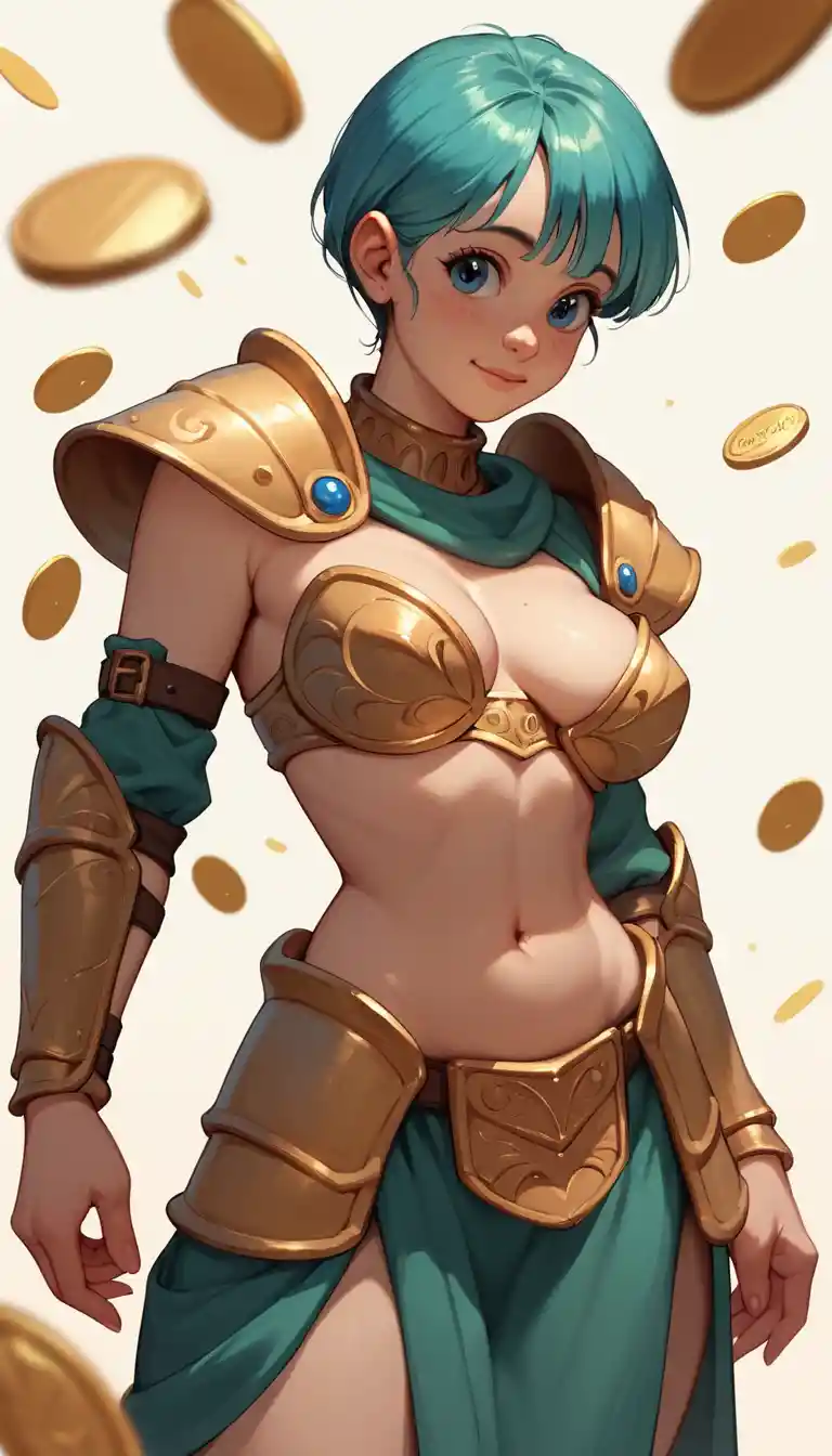 充滿節慶氣息的金幣與幸運草動漫女戰士