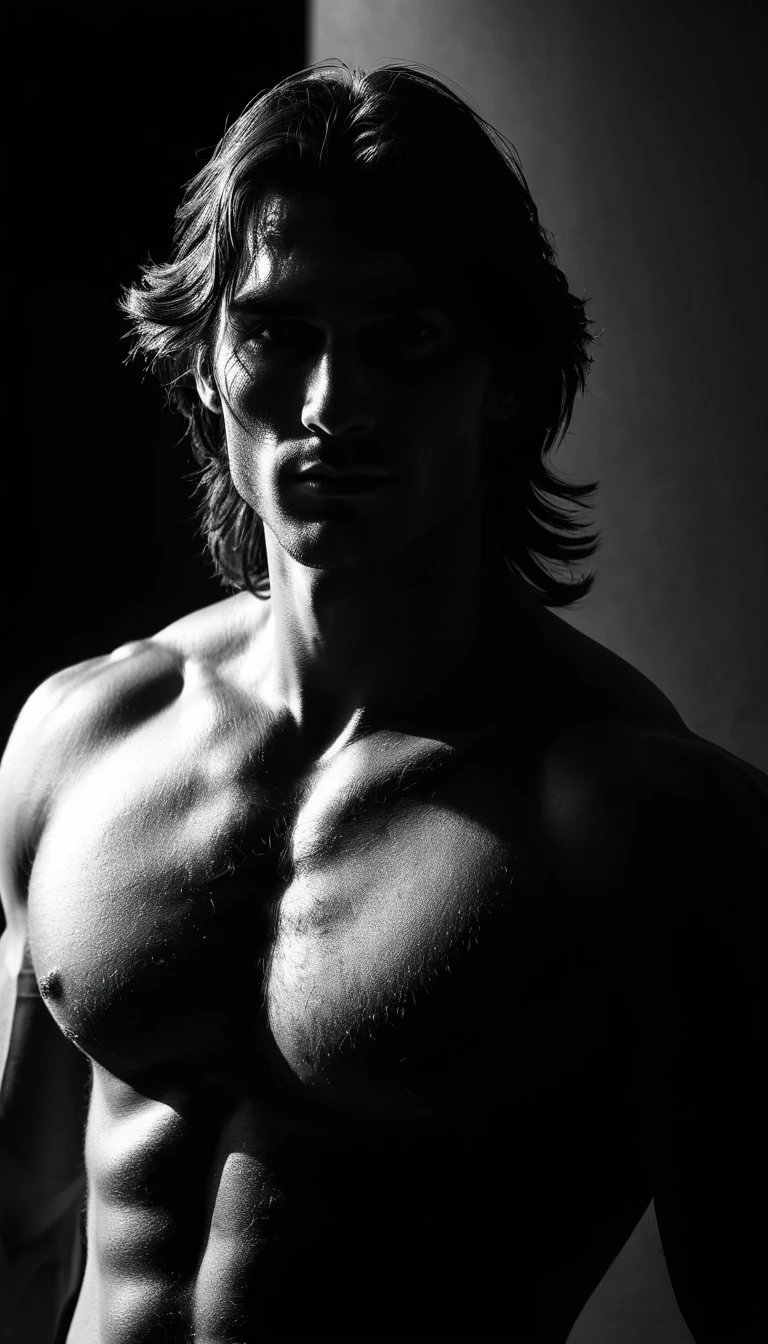 Ritratto seducente di un uomo europeo in forma in stile selfie