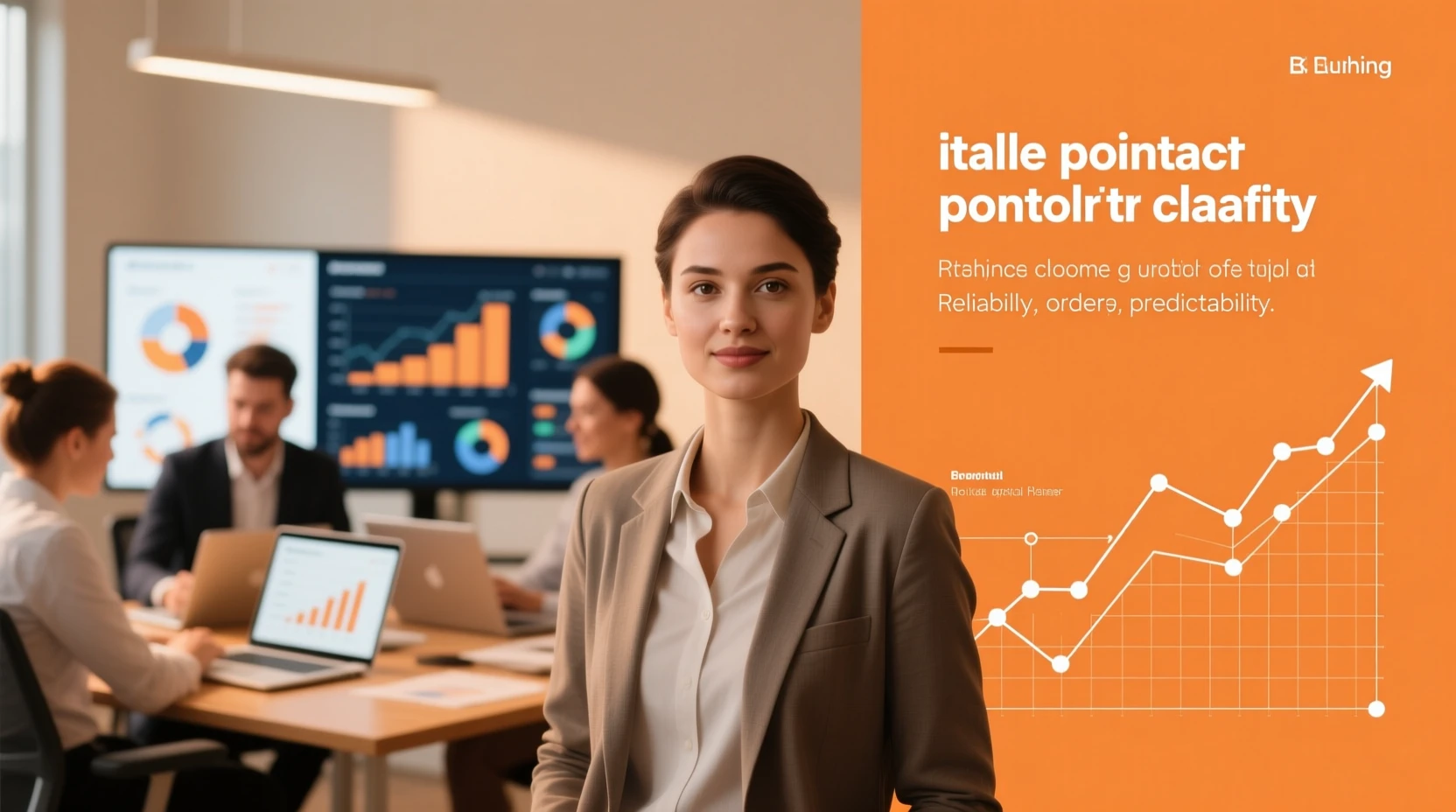 Confident business professional on modern orange slide