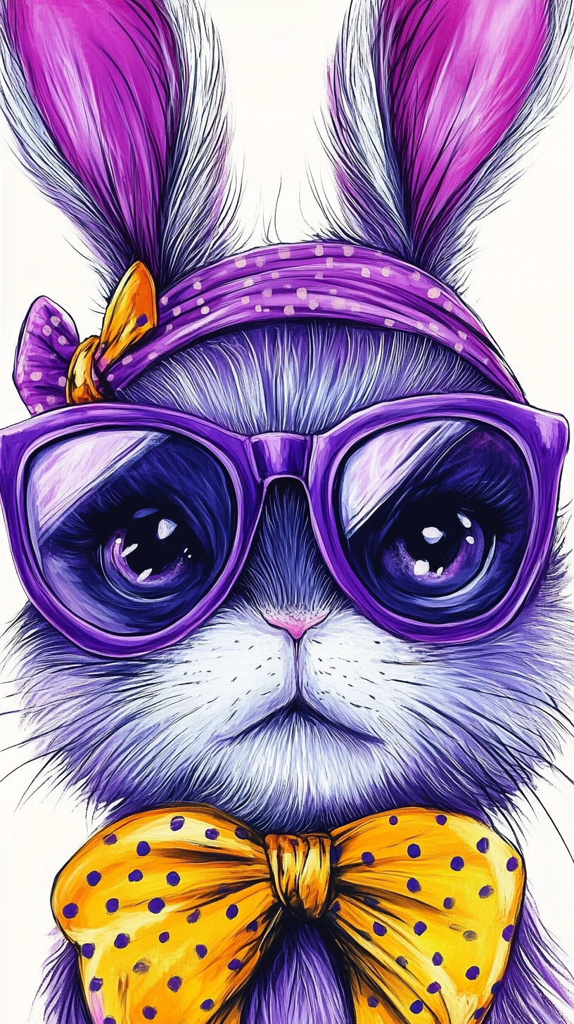 Cute baby beaver face with big purple glasses and bow