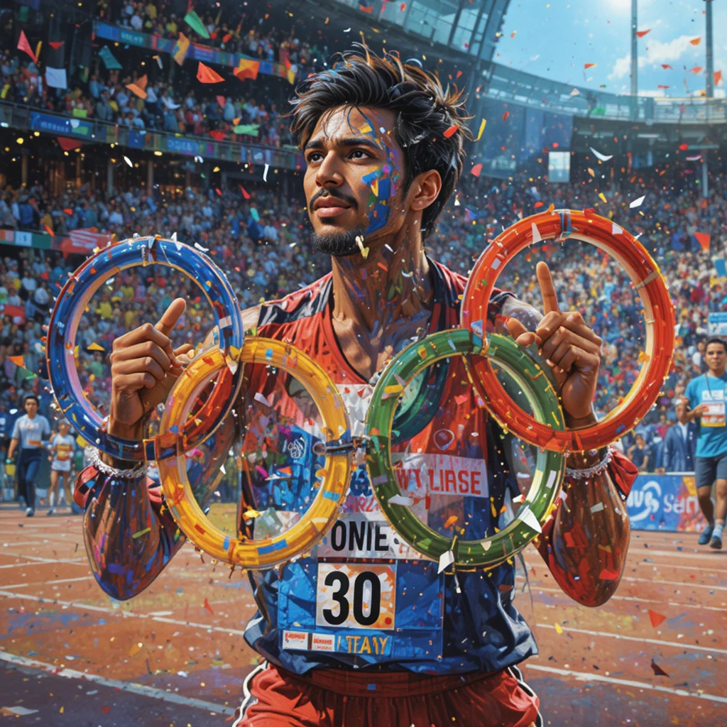 Internationale Olympia-Athleten in einem vollbesetzten Stadion