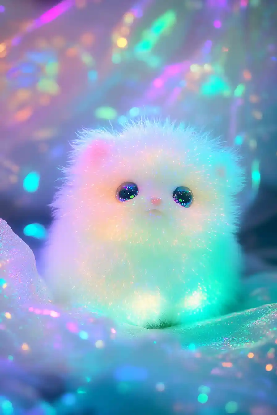 Cute Neon Alien Creature In Psychedelic Dreamscape Glow