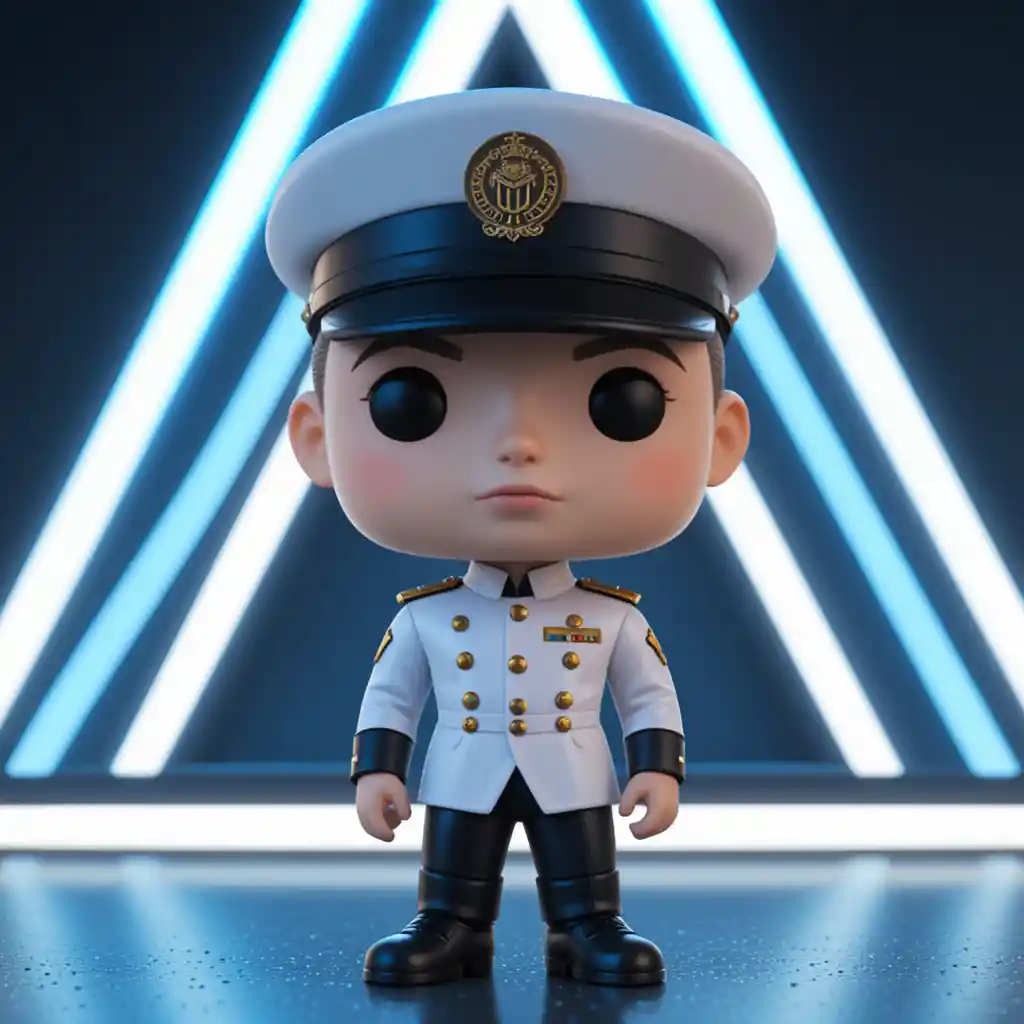 Figura di soldato in stile Funko con uniforme bianca da cerimonia di notte