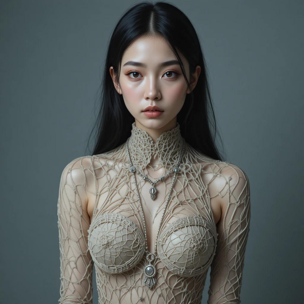 Melancholic young woman portrait with soft surreal details