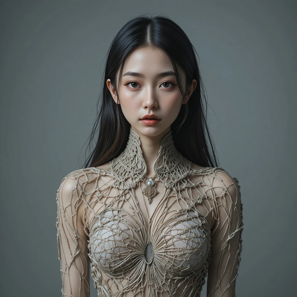 Melancholic young woman portrait in soft surreal style