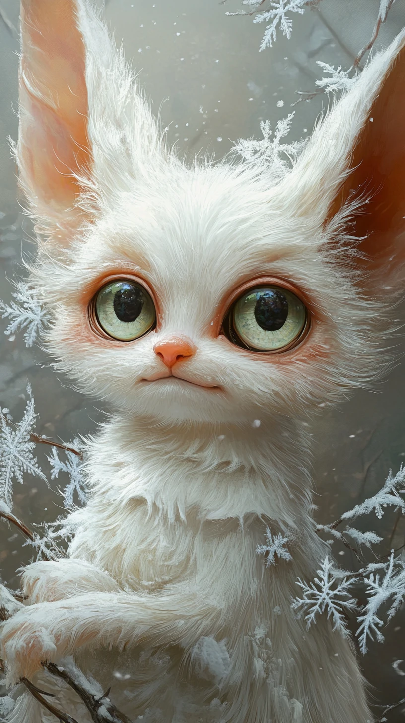 Gato fennec 3D tipo dibujo animado con fondo de degradado pastel