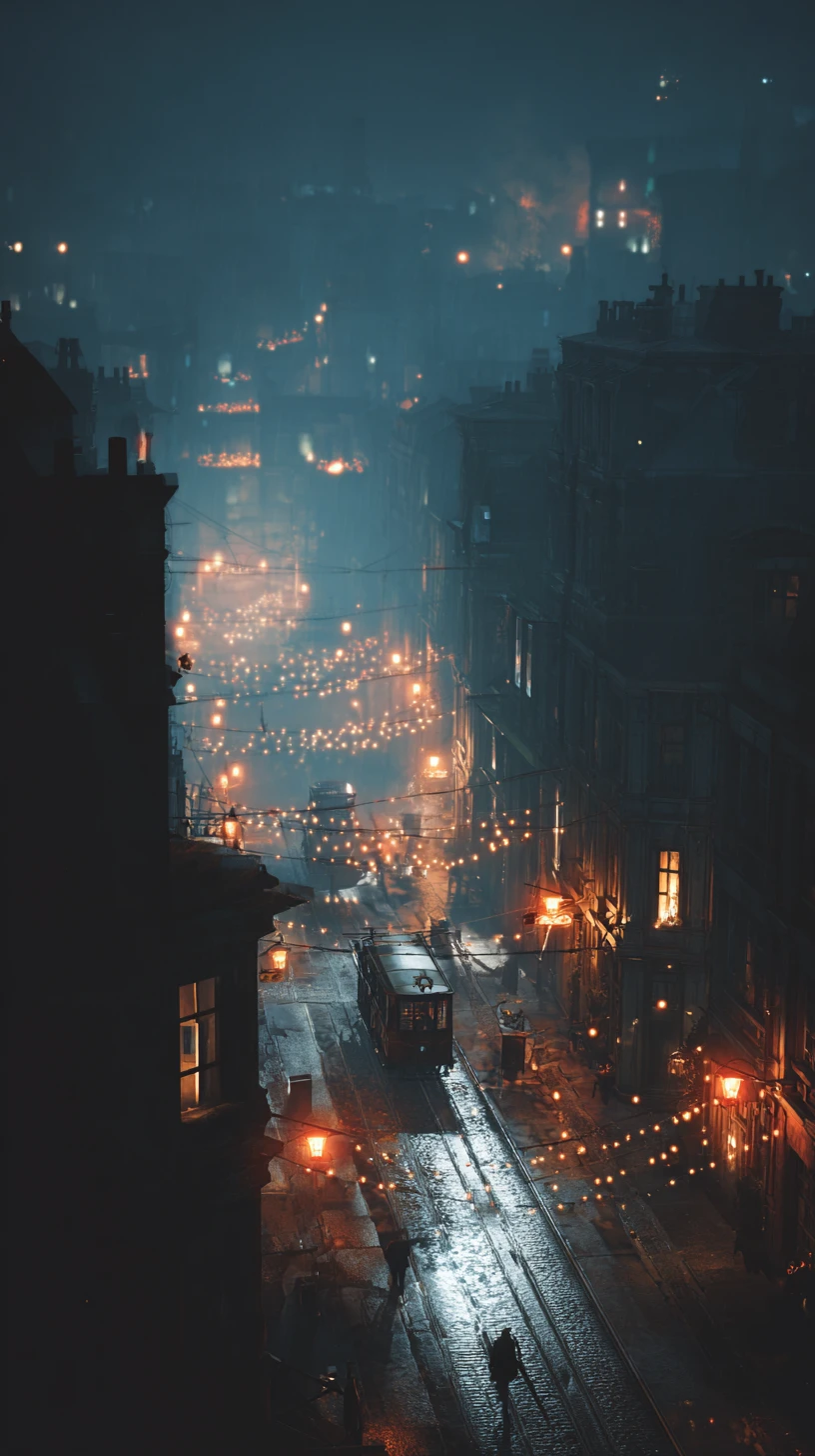 Assassin Watching Festival Carts From Rainy City Rooftop