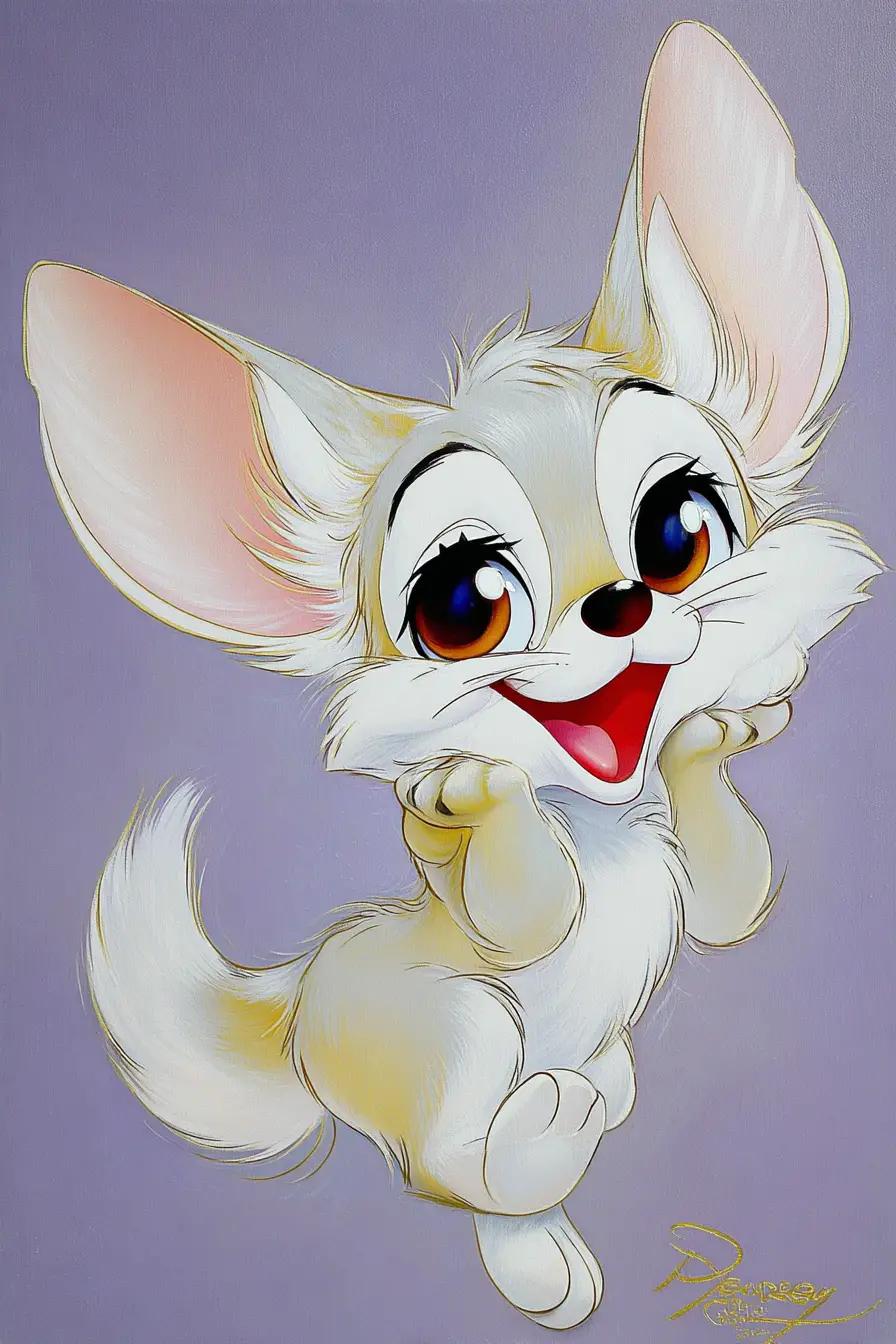 Joyful fennec fox jumping in a cute playful illustration