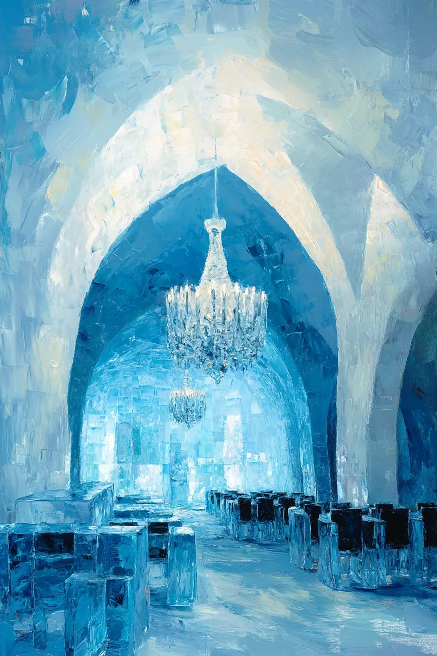 Impressionist Painting Of Icehotel Main Hall In Sweden