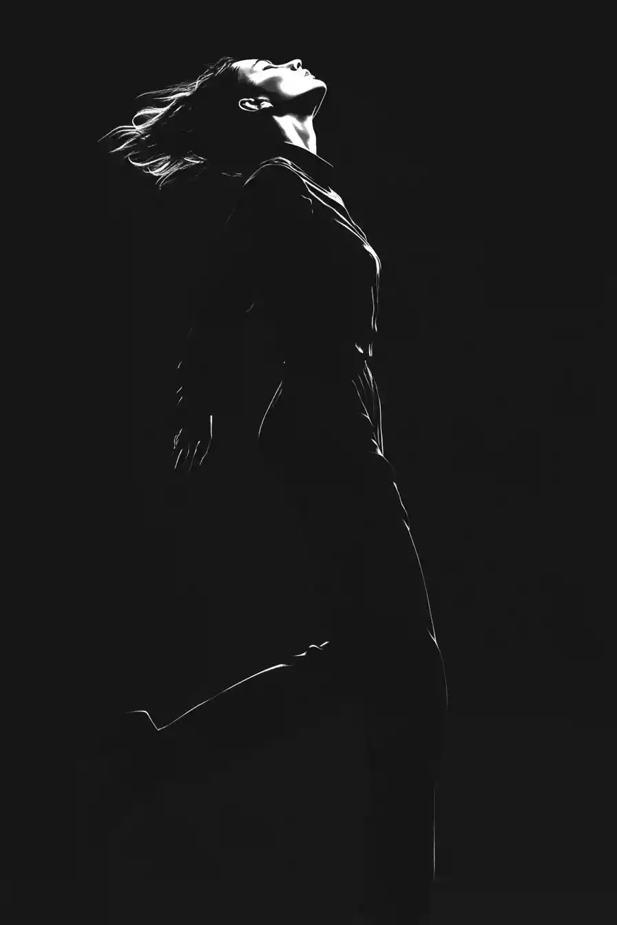 Stylised illustration of a fashion woman in motion
