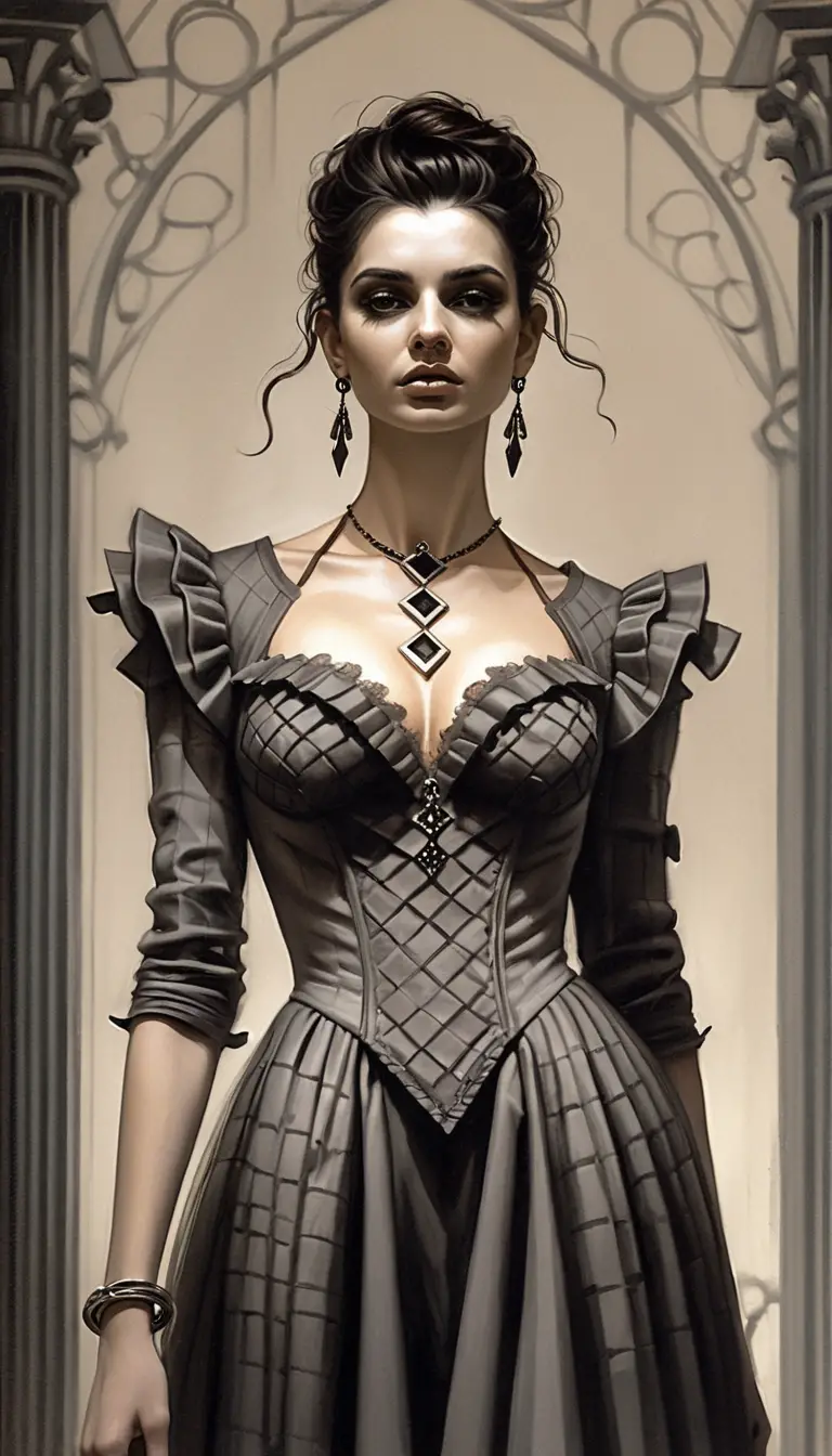 Elegant aristocratic woman in monochrome fantasy portrait