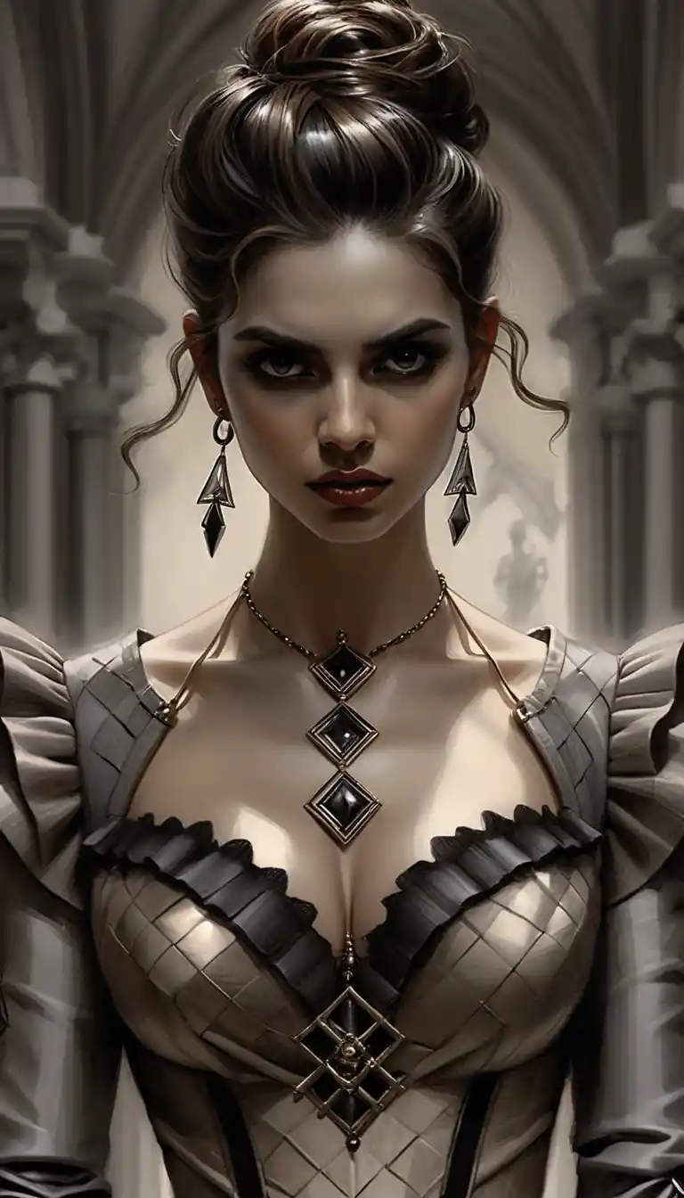 Elegant aristocratic woman in monochrome fantasy portrait