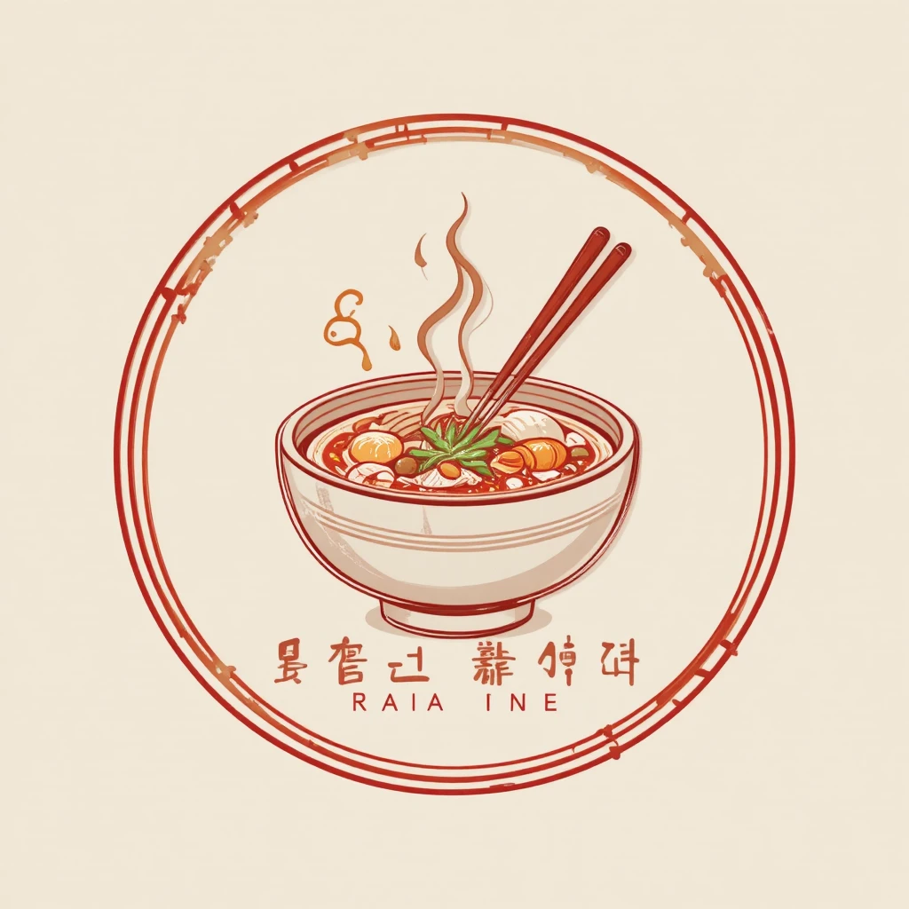 Elegantes koreanisches Restaurantlogo mit traditioneller Schüsselillustration