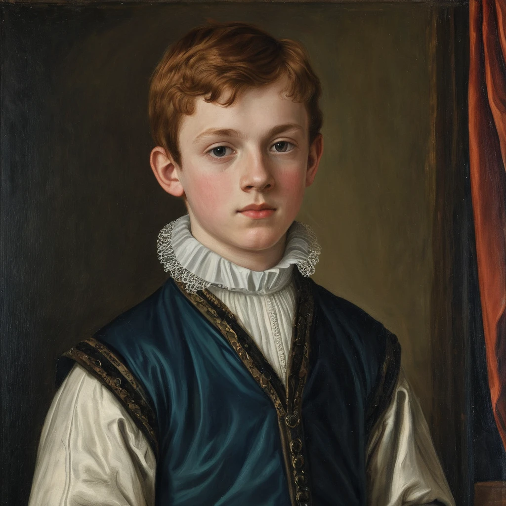 Young Scottish noble portrait in renaissance painting style