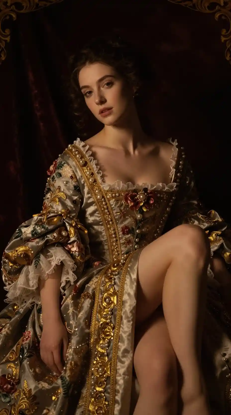 Baroque style portrait of a contemplative noblewoman