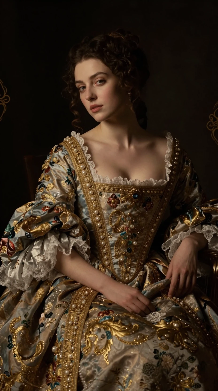 Baroque style portrait of a contemplative noblewoman