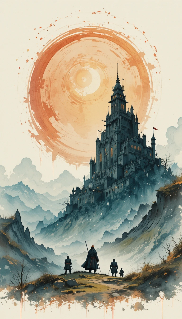 Graphic illustration of a dark fantasy eye over Mordor war
