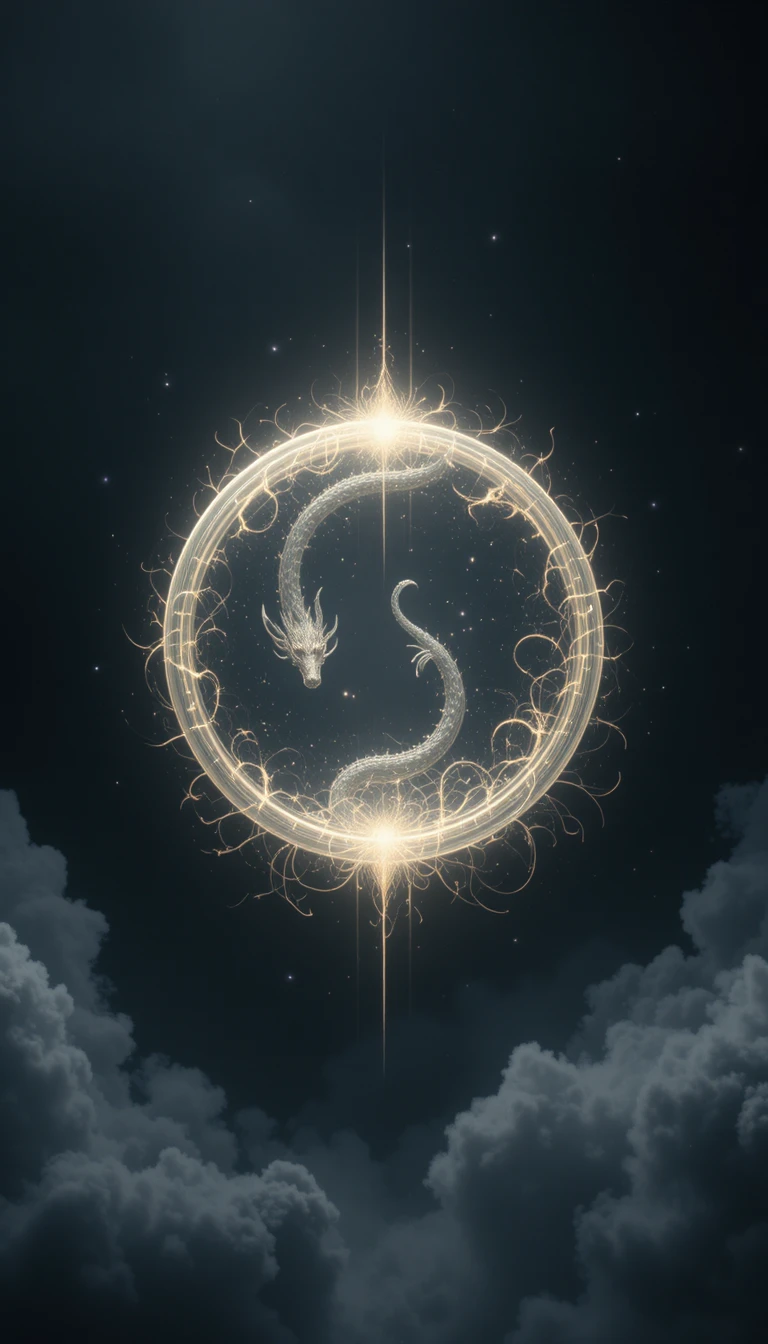 Glowing cosmic sphere of light in a dark void
