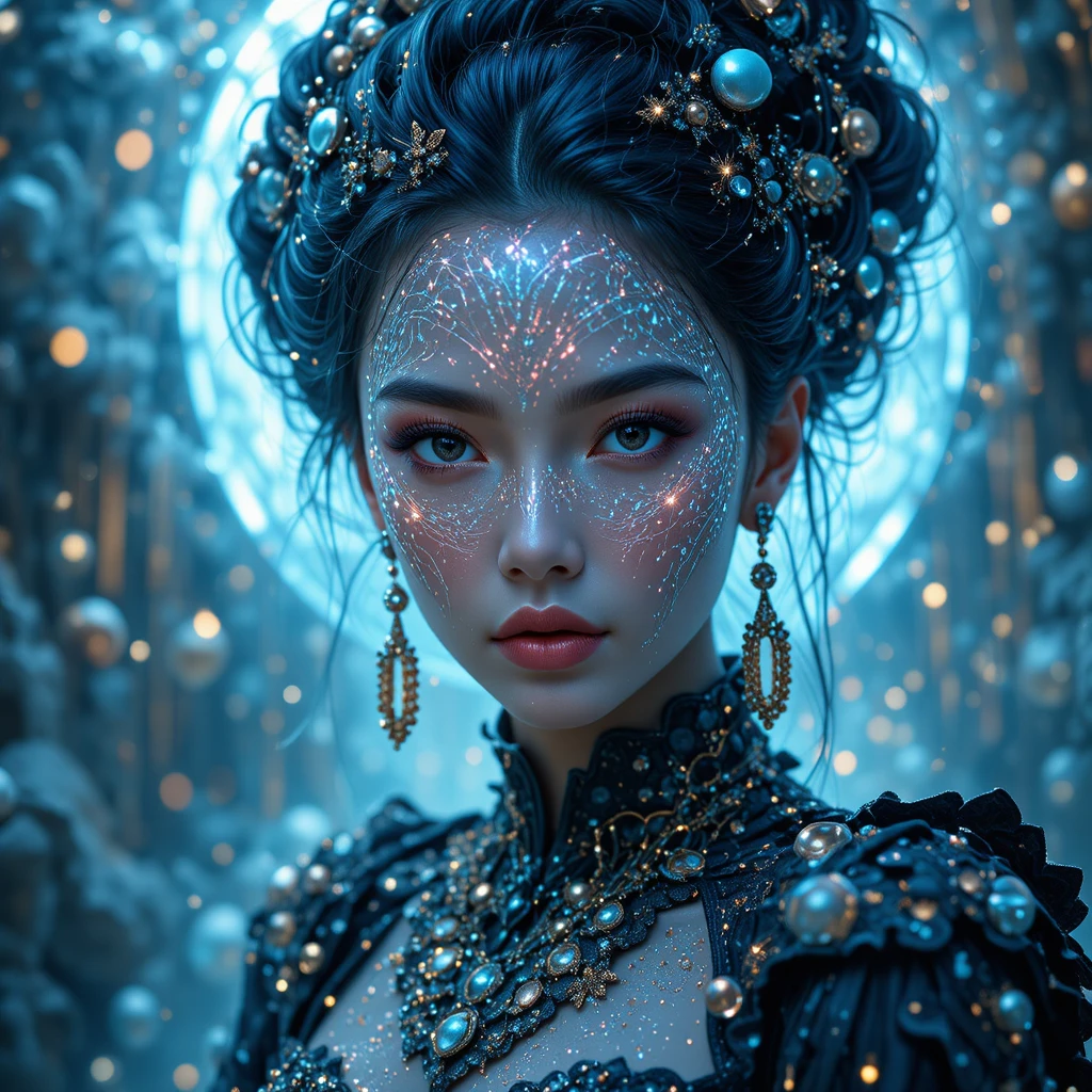 Dreamy woman in a multidimensional fantasy universe portrait