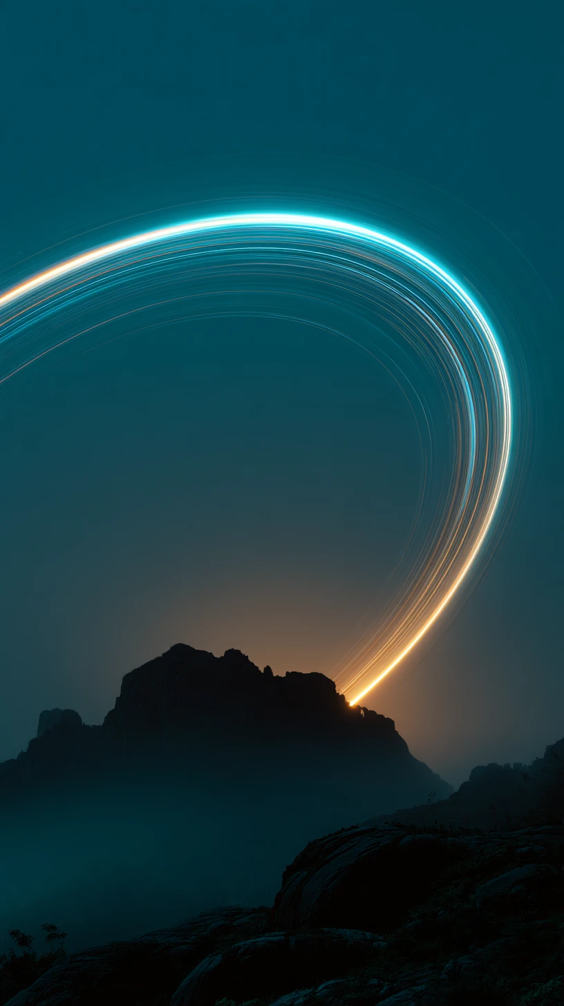 Arco Celestial Brillante Sobre Cresta Montañosa Oscura
