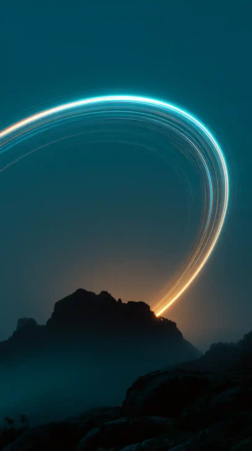 Arco Celestial Luminoso Sobre Cordilheira Escura