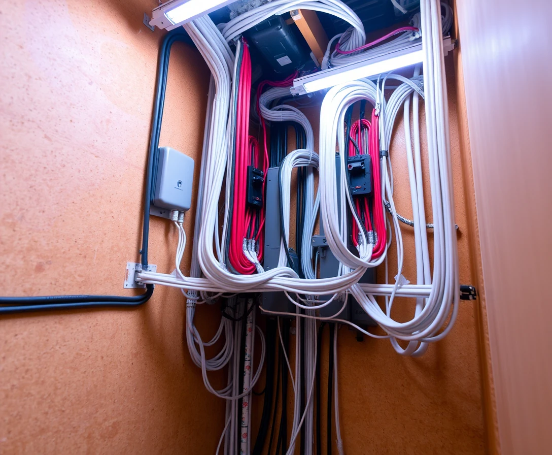 Organized Electrical Conduits Inside An Interior Wall Cavity